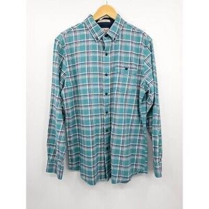 L.L. Bean Mens‎ Button Down Shirt Blue White Plaid Long Sleeve Pocket Cotton M